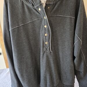 Johnny Was "Calme" Charcoal Gray Ladies Hoodie Shirt